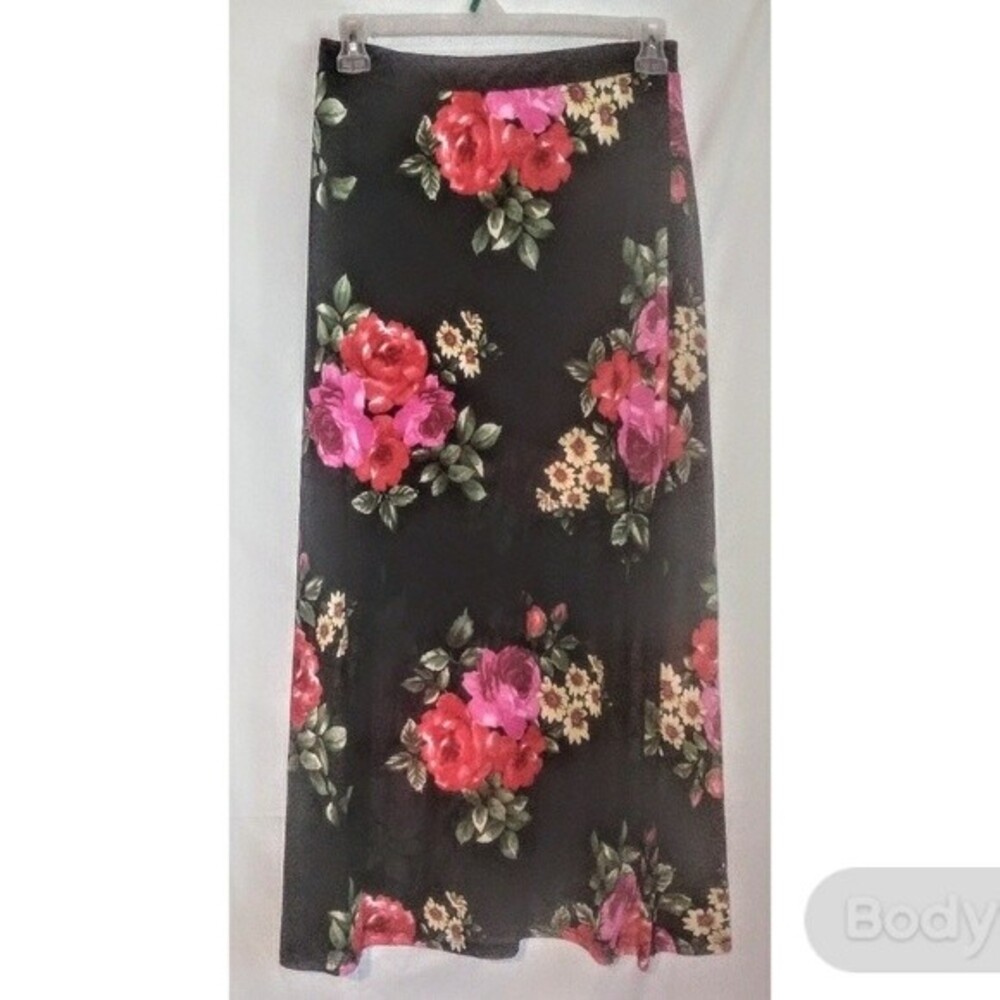 Plus Size Red Floral Maxi Skirt 1X